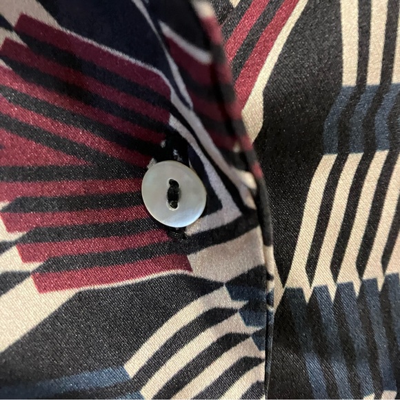 Asceno 100% Silk Blouse Long Sleeve Mother of Pearl Button Down - Picture 4 of 8